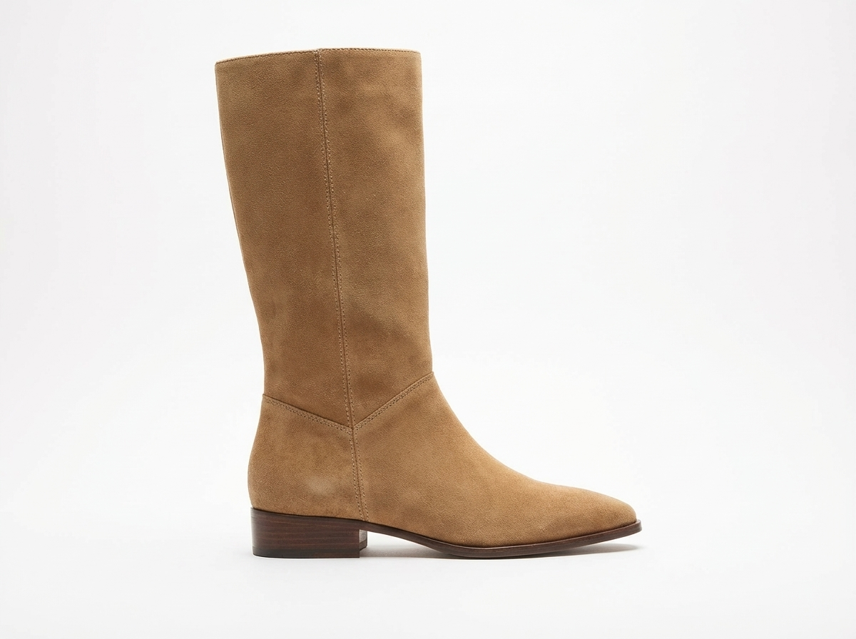 Santiag mi-haute camel Simili Cuir Femme - Design épuré, bout légèrement pointu 3
