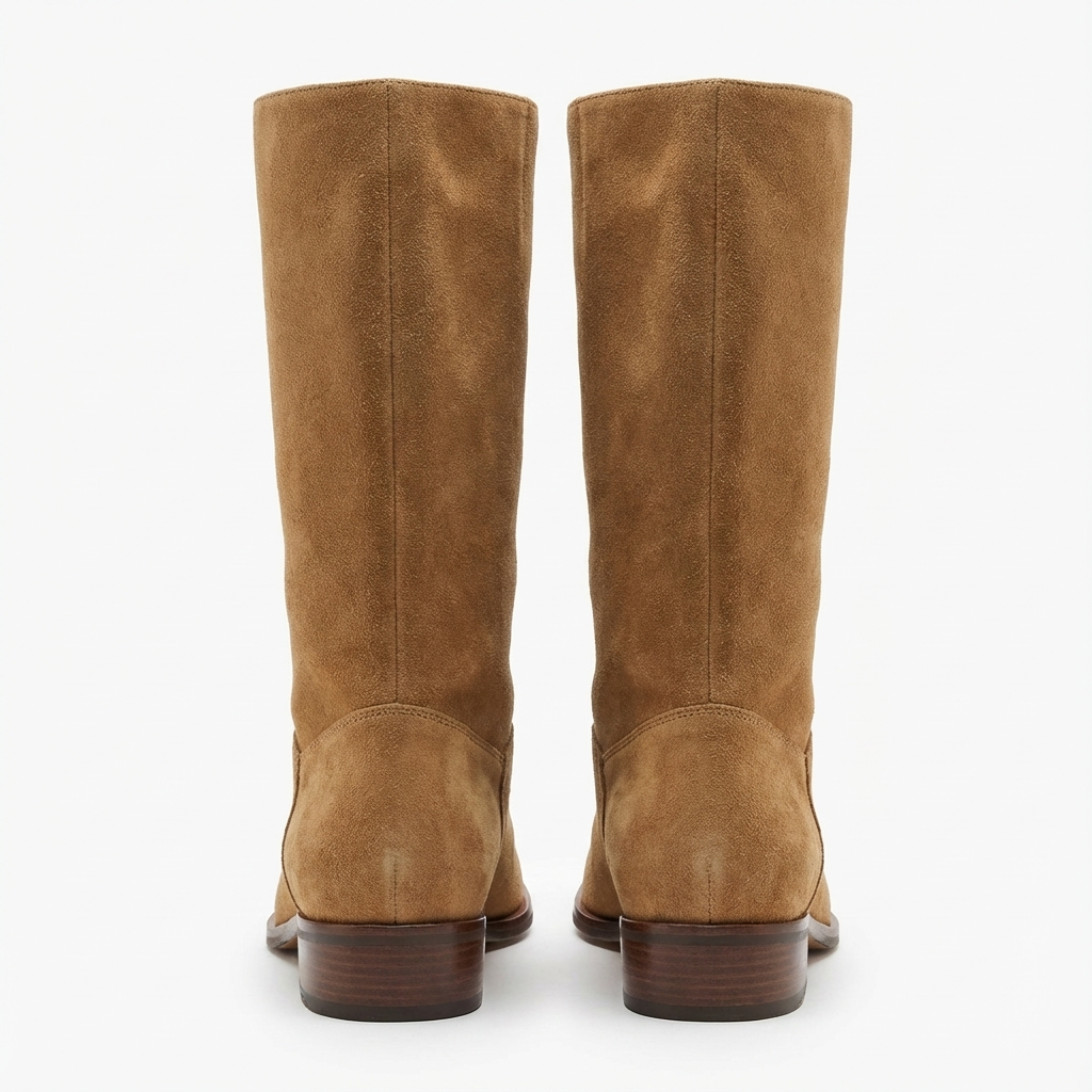 Santiag mi-haute camel Simili Cuir Femme - Design épuré, bout légèrement pointu 4