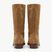 Santiag mi-haute camel Simili Cuir Femme - Design épuré, bout légèrement pointu 4