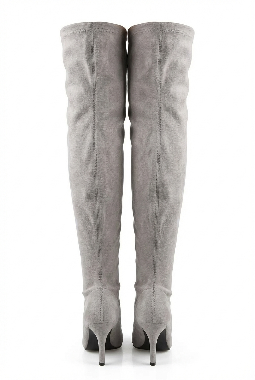 Botte haute gris Daim Synthétique Femme - Style western moderne avec talon aiguille 5