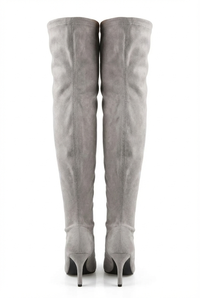 Botte haute gris Daim Synthétique Femme - Style western moderne avec talon aiguille 5