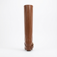 Santiag haute marron Synthétique Femme - Élégante avec boucle dorée à la cheville 2