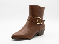 Santiag haute marron Synthétique Femme - Élégante avec boucle dorée à la cheville 3