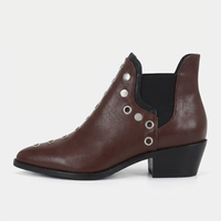 Santiag mi-haute marron Simili Cuir Femme - Élégantes avec œillets métalliques modernes 3