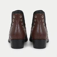 Santiag mi-haute marron Simili Cuir Femme - Élégantes avec œillets métalliques modernes 4