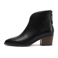 Bottine à talon noir Simili Cuir Femme - Style western noir à bout pointu 4