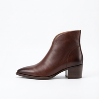 Santiag mi-haute marron Simili Cuir Femme - Style épuré avec talon carré 3