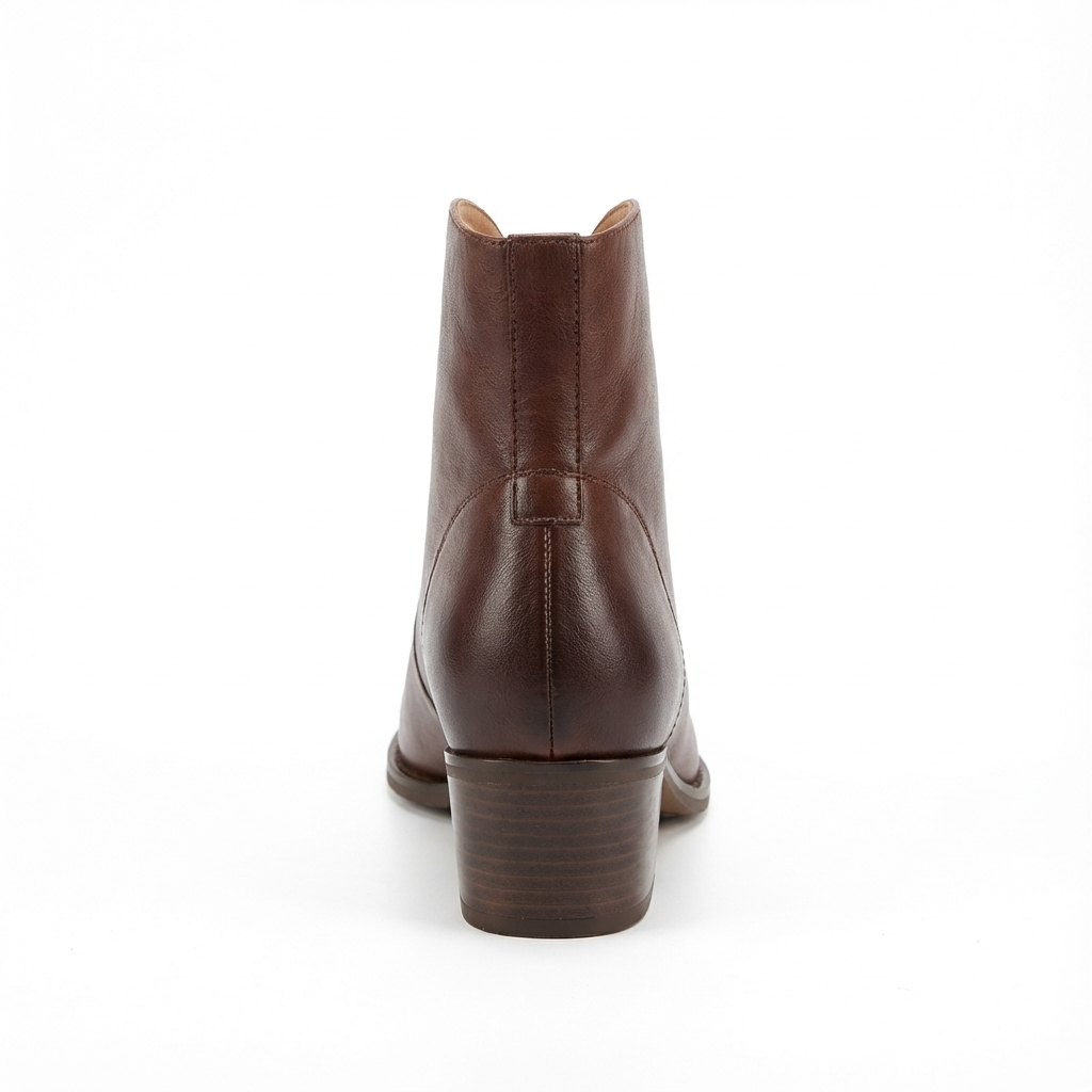 Santiag mi-haute marron Simili Cuir Femme - Style épuré avec talon carré 4