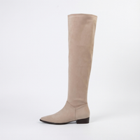 Santiag haute beige Daim Femme - Talon carré élégant et bout pointu 2