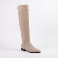 Santiag haute beige Daim Femme - Talon carré élégant et bout pointu 1