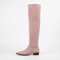 Santiag haute rose Daim Femme - Élégance rose avec texture plissée 2