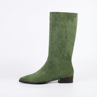Santiag haute vert Daim Femme - Élégance urbaine avec talon carré 2