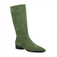 Santiag haute vert Daim Femme - Élégance urbaine avec talon carré 1