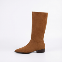 Santiag haute camel Daim Femme - Élégantes bottes à bout pointu moderne 2