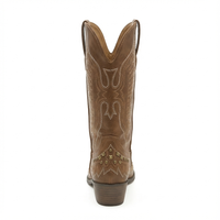 Santiag haute marron Simili Cuir Femme - Broderie florale et clous décoratifs 6