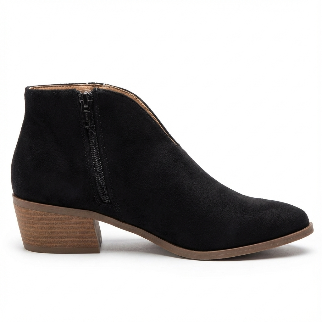 Santiag basse noir Corduroy Femme - Fermeture éclair pratique et élégante 2