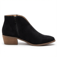 Santiag basse noir Corduroy Femme - Fermeture éclair pratique et élégante 2