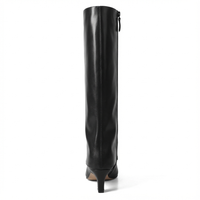 Botte haute noir Cuir Femme - Santiags noires élégantes au bout pointu 5