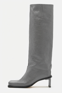 Botte haute gris Synthétique Femme - Élégance western avec bout carré moderne 2