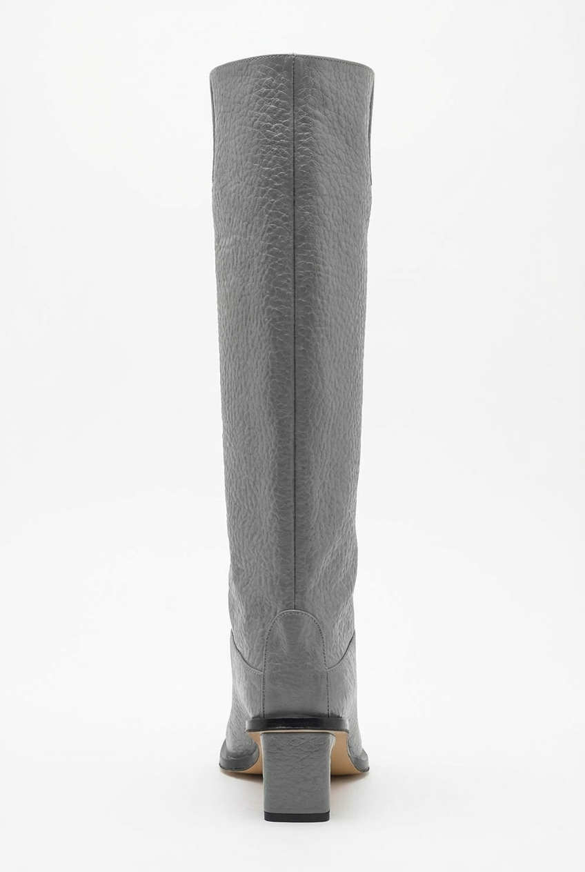Botte haute gris Synthétique Femme - Élégance western avec bout carré moderne 3