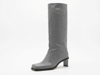 Botte haute gris Synthétique Femme - Élégance western avec bout carré moderne 1