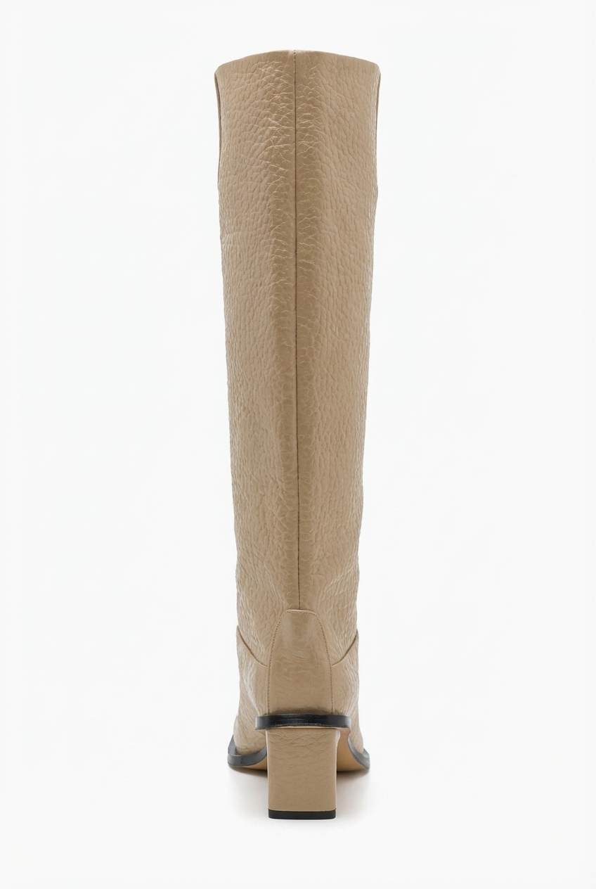 Botte haute beige Synthétique Femme - Santiags modernes au bout carré chic 3