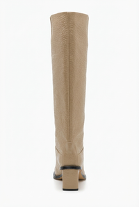 Botte haute beige Synthétique Femme - Santiags modernes au bout carré chic 3