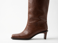 Botte haute marron Synthétique Femme - Santiags modernes à bout carré élégant 2