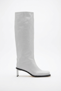 Botte haute argenté Synthétique Femme - Bottes blanches à bout carré moderne 2