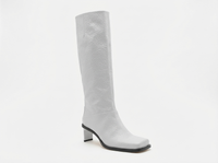 Botte haute argenté Synthétique Femme - Bottes blanches à bout carré moderne 1