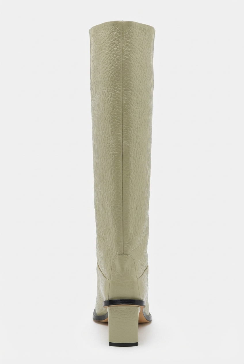 Botte haute marron clair Simili Cuir Femme - Santiags beige à bout carré 3