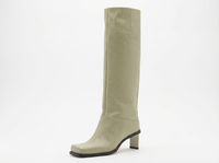 Botte haute marron clair Simili Cuir Femme - Santiags beige à bout carré 1