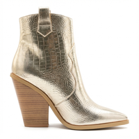 Santiag mi-haute doré Synthétique Femme - Motif crocodile doré audacieux 2