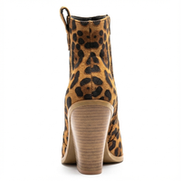 Santiag mi-haute camel Simili Cuir Femme - Motif léopard et talon épais élégant 3