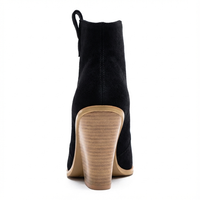 Santiag mi-haute noir Simili Cuir Femme - Talon compensé moderne et couture zigzag 5
