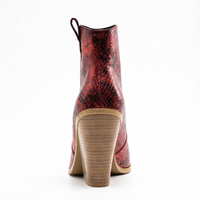 Santiag mi-haute rouge Simili Cuir Femme - Motif python rouge, bout pointu élégant 3