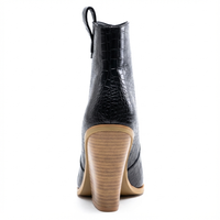 Santiag mi-haute noir Simili Cuir Femme - Motif crocodile et boucle décorative élégante 3