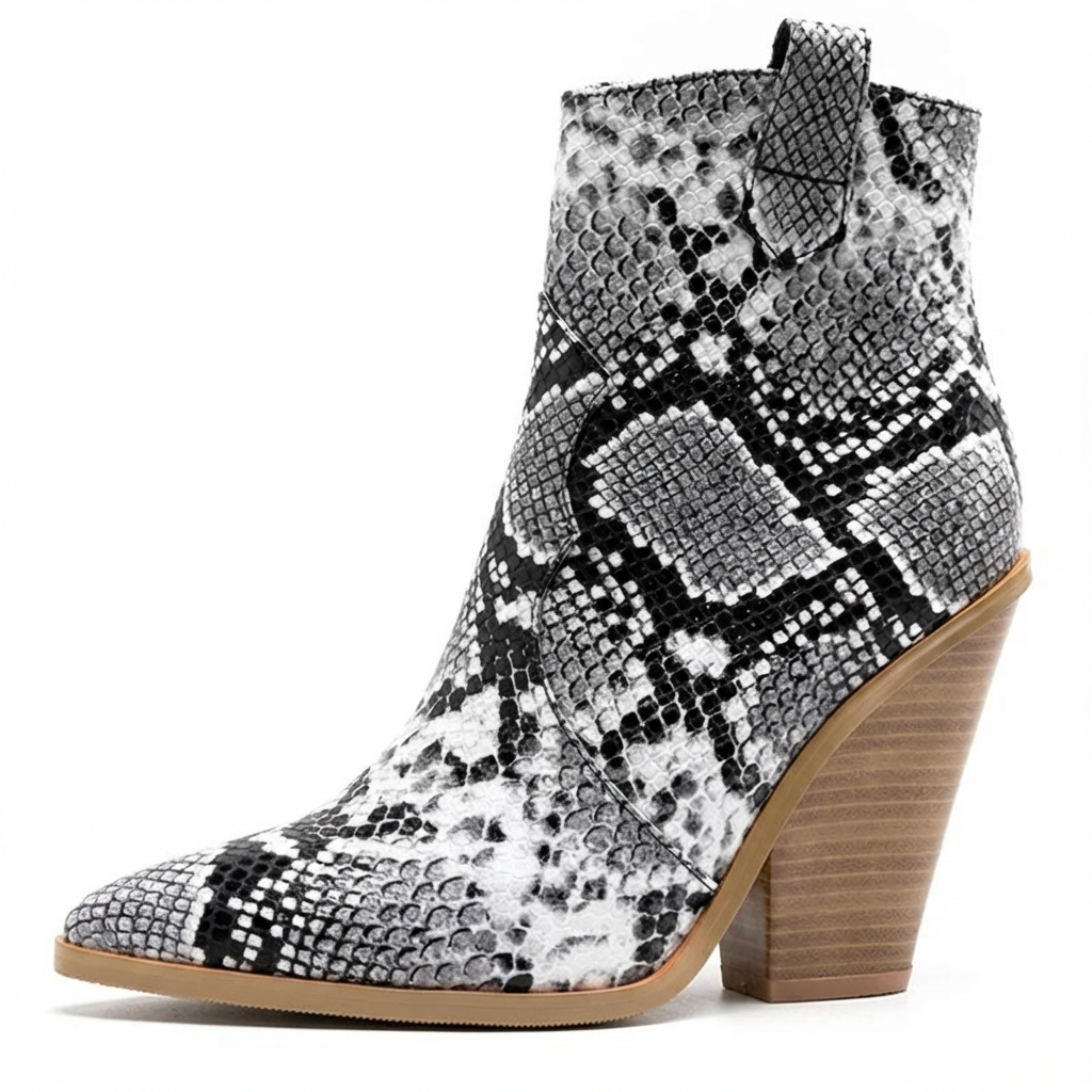 Santiag mi-haute multicolore Simili Cuir Femme - Motif python audacieux et exotique