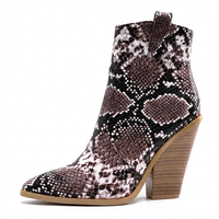 Santiag mi-haute marron Simili Cuir Femme - Motif python chic et talon moderne 2