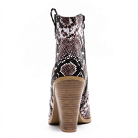 Santiag mi-haute marron Simili Cuir Femme - Motif python chic et talon moderne 3