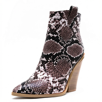Santiag mi-haute marron Simili Cuir Femme - Motif python chic et talon moderne 1