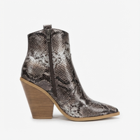 Santiag mi-haute marron Simili Cuir Femme - Motif serpent et talon bois élégant 3