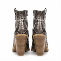 Santiag mi-haute marron Simili Cuir Femme - Motif serpent et talon bois élégant 4