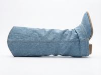 Santiag mi-haute bleu Synthétique Femme - Santiags denim bleu bout pointu 3