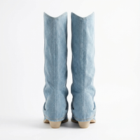 Santiag mi-haute bleu Synthétique Femme - Santiags denim bleu bout pointu 4