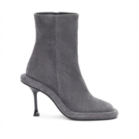 Bottine à talon gris Daim Synthétique Femme - Santiags grises à talon aigu 2