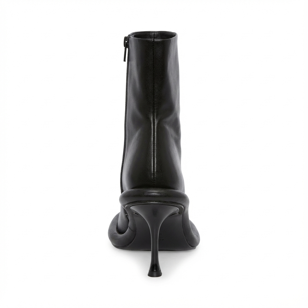 Bottine à talon noir Synthétique Femme - Talon élancé incurvé élégant 4