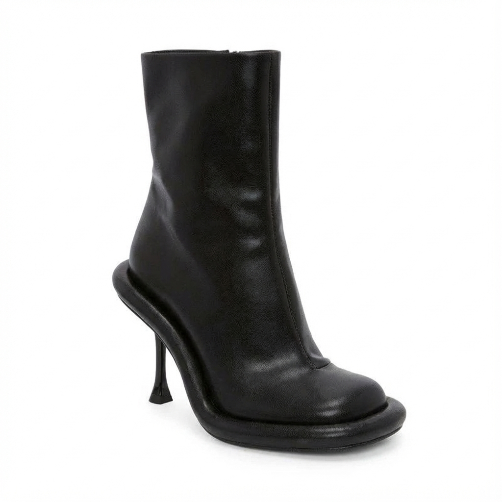 Bottine à talon noir Synthétique Femme - Talon élancé incurvé élégant