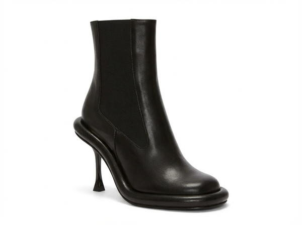 Santiag mi-haute noir Synthétique Femme - Minimaliste, talon fin élégant - three_quarter_view