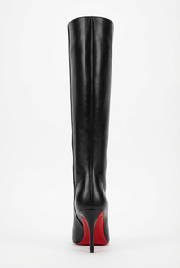 Botte haute noir Synthétique Femme - Talon rouge audacieux et bout pointu 3